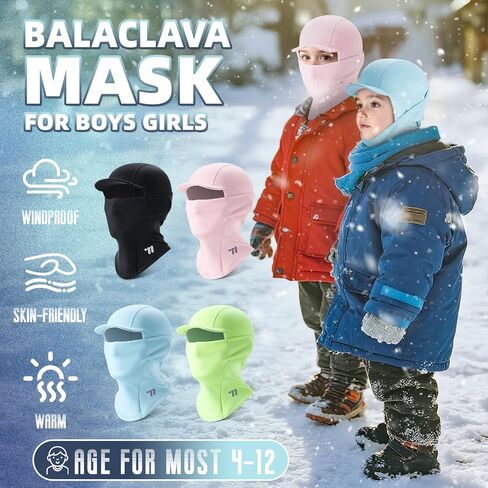 قناع تزلج بالاكلافا للأطفال مع حافة، تدفئة الرقبة الشتوية من الصوف، قناع وجه مقاوم للرياح للأولاد والبنات والأطفال الصغار، الطقس البارد in Kuwait