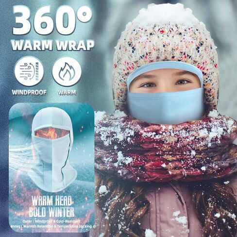 قناع تزلج بالاكلافا للأطفال مع حافة، تدفئة الرقبة الشتوية من الصوف، قناع وجه مقاوم للرياح للأولاد والبنات والأطفال الصغار، الطقس البارد in Kuwait