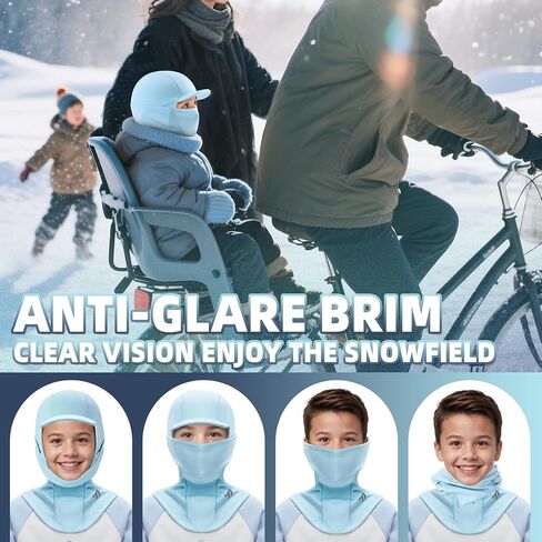 قناع تزلج بالاكلافا للأطفال مع حافة، تدفئة الرقبة الشتوية من الصوف، قناع وجه مقاوم للرياح للأولاد والبنات والأطفال الصغار، الطقس البارد in Kuwait