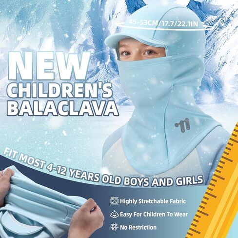 قناع تزلج بالاكلافا للأطفال مع حافة، تدفئة الرقبة الشتوية من الصوف، قناع وجه مقاوم للرياح للأولاد والبنات والأطفال الصغار، الطقس البارد in Kuwait
