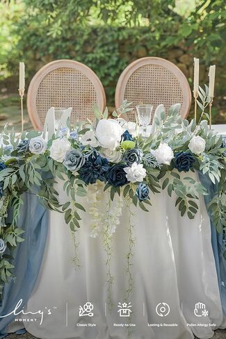 Ling's moment 9FT Eucalyptus and Willow Leaf Garland with White Flower, Handcrafted Wedding Sweetheart Table Centerpieces Head Table Decor Arch Backdrop Decorations for Wedding | Terracotta in Saudi Arabia