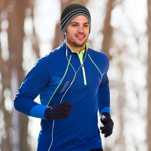 طقم قبعة شتوية للرجال ووشاح محبوك دافئ وقفازات لشاشة اللمس، 3 قطع in Kuwait