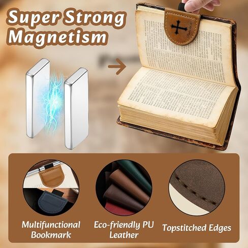 Bygone Mark Personalized Magnetic Leather Bookmark with Pen Holder - Inspirational Bible Verse Scripture Design, Custom Book Marker for Book Lovers Men Women (Brown-Philippians 4:13) in Saudi Arabia