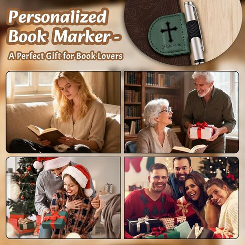 Bygone Mark Personalized Magnetic Leather Bookmark with Pen Holder - Inspirational Bible Verse Scripture Design, Custom Book Marker for Book Lovers Men Women (Brown-Philippians 4:13) in Saudi Arabia