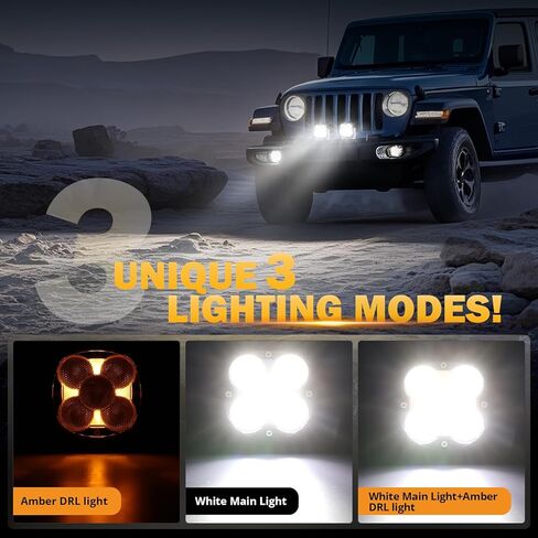 Auxbeam 4.5 بوصة 128 واط Led Pods، سلسلة XP-Ultra 15200LM Flood Beam Offroad Pod Lights + Auxbeam XP-Ultra Series 4.5 بوصة أغطية ضوء Pod in Kuwait
