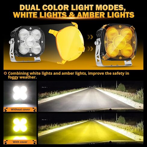 Auxbeam 4.5 بوصة 128 واط Led Pods، سلسلة XP-Ultra 15200LM Flood Beam Offroad Pod Lights + Auxbeam XP-Ultra Series 4.5 بوصة أغطية ضوء Pod in Kuwait