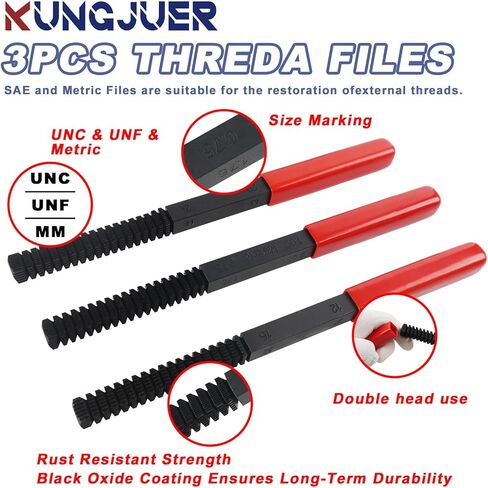 مجموعة مبرد خيط مكونة من 3 قطع، مجموعة مبرد استعادة الخيط، ملفات مطارد استعادة الخيط مترية وSAE، أداة إصلاح الخيط من الفولاذ عالي الكربون لمجموعة مبرد إصلاح الخيط، أداة تنظيف الخيط in Kuwait