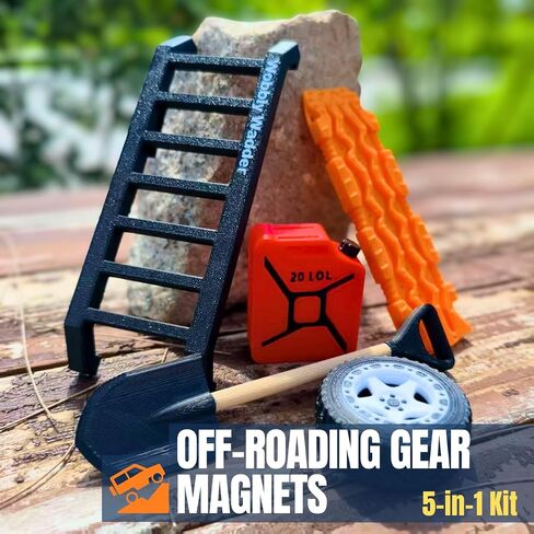 Mini Off-Roading Essential Gear Bumper Magnets,Wobbly Wadder Magnetic Little Ladder 5-in-1 Kit for Offroad Fans, Funny SUV Truck Emblems Sticker(Orange-Trac Board Set) in Saudi Arabia