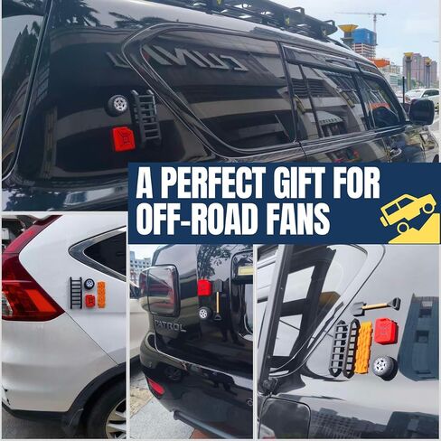 Mini Off-Roading Essential Gear Bumper Magnets,Wobbly Wadder Magnetic Little Ladder 5-in-1 Kit for Offroad Fans, Funny SUV Truck Emblems Sticker(Orange-Trac Board Set) in Saudi Arabia