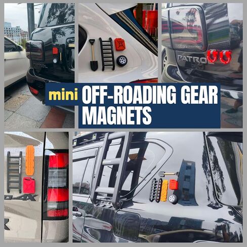 Mini Off-Roading Essential Gear Bumper Magnets,Wobbly Wadder Magnetic Little Ladder 5-in-1 Kit for Offroad Fans, Funny SUV Truck Emblems Sticker(Orange-Trac Board Set) in Saudi Arabia