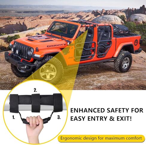 مقابض قضبان لف للطرق الوعرة، مقبض من قماش أكسفورد 1680D مع أشرطة شديدة التحمل، مريح ومريح، تصميم سريع الفك مضاد للسرقة in Kuwait