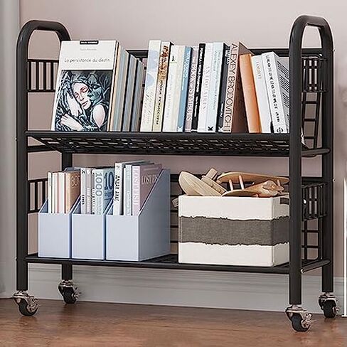 360° Rotating Bookshelf - Multifunctional Rolling Cart for Home & Office Storage, Kitchen Organizer, Space-Saving Design, Adjustable Shelves, Easy Mobility in Saudi Arabia