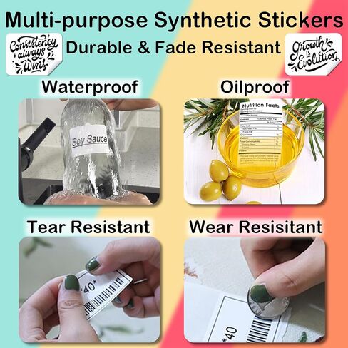 ملصقات حرارية 40 مم × 30 مم متوافقة مع Supvan T50M Pro، Phomemo M110، 1.57 بوصة × 1.18 بوصة، ملصقات حرارية مقاومة للطقس ومقاومة للتمزق [300 ملصق/لفة × 3] in Kuwait