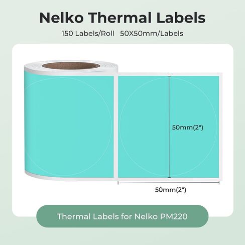 ملصقات حرارية لصانع الملصقات Nelko PM220، ملصق حراري دائري مقاس 2 بوصة (50 مم)، مقاوم للماء، شريط متعدد الأغراض، لفة واحدة مكونة من 150 ورقة حرارية ذاتية اللصق (أبيض) in Saudi Arabia