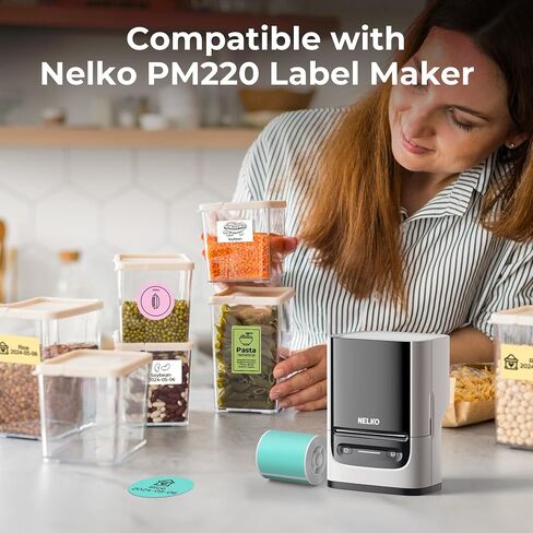 ملصقات حرارية لصانع الملصقات Nelko PM220، ملصق حراري دائري مقاس 2 بوصة (50 مم)، مقاوم للماء، شريط متعدد الأغراض، لفة واحدة مكونة من 150 ورقة حرارية ذاتية اللصق (أبيض) in Saudi Arabia