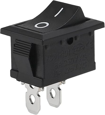 Rocker Switch, SPST ON-Off, 2-Pin, 6A 250V AC, 10A 125V AC, Snap-in Mount, Black, Pack of 10 in Saudi Arabia