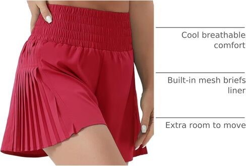 THE GYM PEOPLE Women's High Waist Workout Shorts Side Pleated Athletic Running Shorts with Mesh Liner Zip Pocket in Saudi Arabia