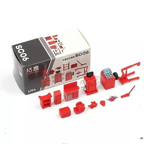 16Pcs/Set 1/64 Scale Diorama Model Kit Car Garage Repair Furniture Tools Car Workshop Maintenance Tool Display Scene Model Toy, SC06 in Saudi Arabia