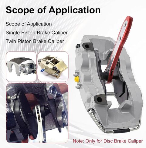 Brake Caliper Compression Tool Kit, Caliper Piston Compressor Tool, 360° Ratchet Piston Press with 4 Hooks & 2 pcs Large Steel Plate for Single Twin Quad Sextuplet Piston Disc Brake Caliper (Red) in Saudi Arabia