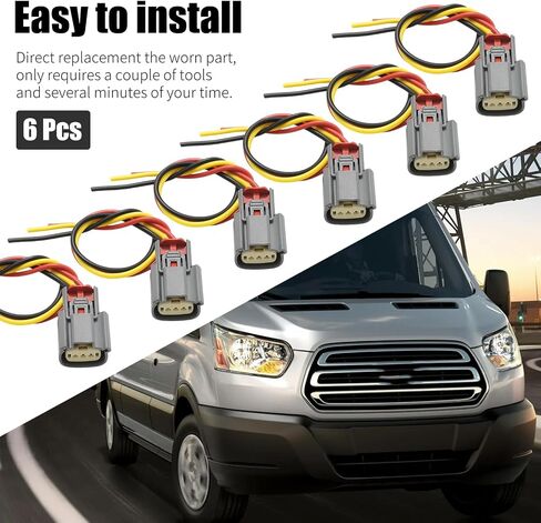 6 Pcs 3 Wire Ignition Coil Connector Plug Pigtail Harness, Replacement for Ford F Series 150 Transit 150 250 350 2011-2020, Replacement for Lincoln MKS MKT Navigator 2013-2019 in Saudi Arabia