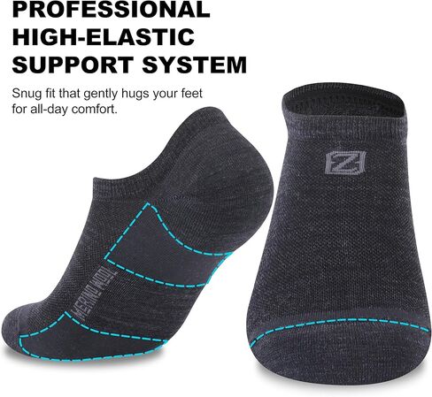 ZEAL WOOD 3 Pairs Merino Wool No Show Athletic Socks For Men Women Ankle Running Golf Tennis Low Cut Hiking Socks in Kuwait