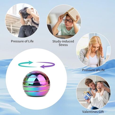كرة لعبة مكتبية حركية، ألعاب فيدجيت مكتبية للبالغين، 1.54 بوصة قوس قزح فيدجيت سبينر لتخفيف القلق واضطراب فرط الحركة ونقص الانتباه، لعبة دوارة فيزيائية بحجم الجيب للبالغين والأطفال (39 مم، قوس قزح-A) in Kuwait