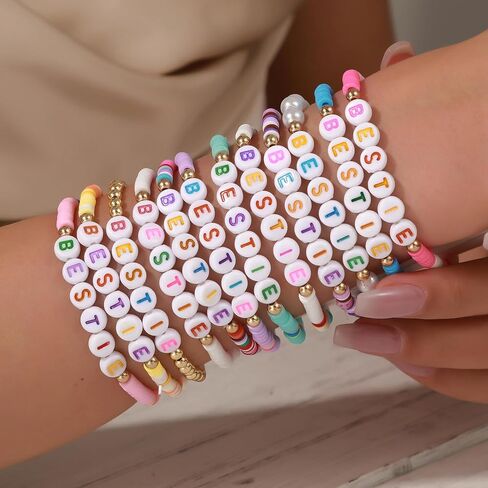 Friendship Bracelets for Women Heishi Clay Bead Bracelets Beaded Stretch Bff Bracelet Boho Stackable Bracelet Preppy Summer Beach Jewelry Party Favors in Saudi Arabia