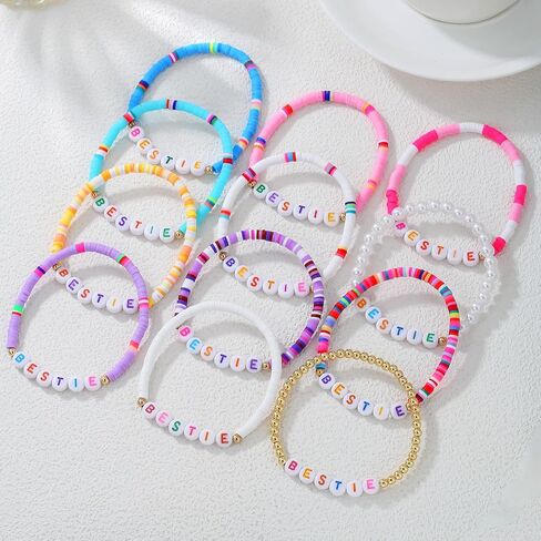 Friendship Bracelets for Women Heishi Clay Bead Bracelets Beaded Stretch Bff Bracelet Boho Stackable Bracelet Preppy Summer Beach Jewelry Party Favors in Saudi Arabia