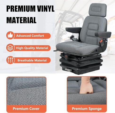 Universal Tractor Suspension Seat with Adjustable Angle Back,Armrest And Safety Belt,for Linde Forklift Tractor,Excavator Skid Loader Backhoe Dozer Telehandler in Kuwait