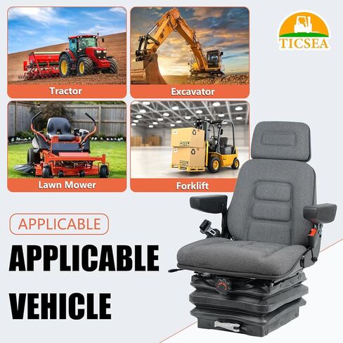 Universal Tractor Suspension Seat with Adjustable Angle Back,Armrest And Safety Belt,for Linde Forklift Tractor,Excavator Skid Loader Backhoe Dozer Telehandler in Kuwait