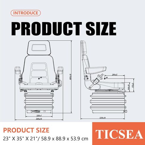 Universal Tractor Suspension Seat with Adjustable Angle Back,Armrest And Safety Belt,for Linde Forklift Tractor,Excavator Skid Loader Backhoe Dozer Telehandler in Kuwait