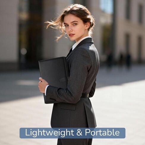 Professional Padfolio with Clipboard, Faux Leather Portfolio Folder Binder, Legal Pad Holder for A4 Letter Size Notepad, Resume, Writing Pad, Ideal Organizer for Business Office Conference, Black, in Saudi Arabia