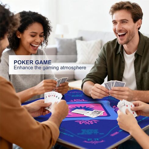 سجادة KUNTE Mahjong للطاولة، سجادة Mahjong الأمريكية مع قواعد مطبوعة، غطاء طاولة هادئ وغير قابل للانزلاق مقاس 32x32 بوصة للبوكر والبطاقات والدومينو وألعاب الطاولة، تتضمن حقيبة حمل محمولة (أزرق) in Kuwait
