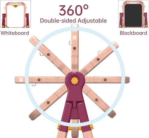 حامل فني للأطفال مع لوحة رسم مغناطيسية، وجهين مع حروف وأرقام مغناطيسية، حامل حامل قابل للتعديل للأطفال الصغار، لعب إبداعي (وردي) in Kuwait