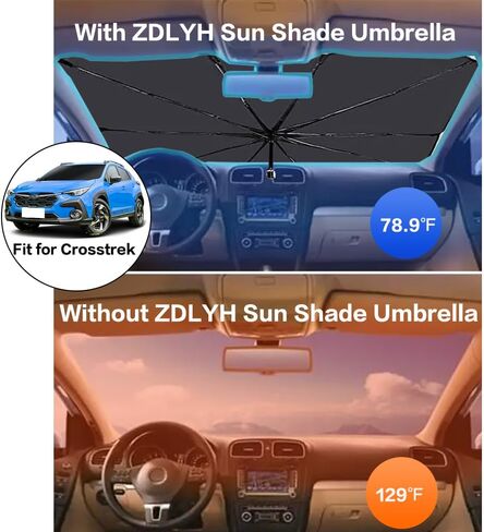 ZDLYH Car Windshield Sun Shade Umbrella,compatible with Subaru Crosstrek, Protect Car from Sun Rays & Heat Damage,UV Ray Reflector,Protect Interior & Keep Cool (For Crosstrek(Vent,Medium (55 * 31in))) in Saudi Arabia