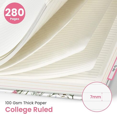 Large Spiral Lined Notebooks for Work with Removable Dividers & Tabs, 8.5"x11" Pretty Hardcover 5 Subject Notebook Journal for Women, College Ruled, Perfect for Study & Office Organization, 280 Pages,Wildflowers in Saudi Arabia