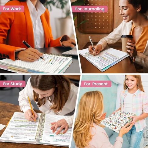 Large Spiral Lined Notebooks for Work with Removable Dividers & Tabs, 8.5"x11" Pretty Hardcover 5 Subject Notebook Journal for Women, College Ruled, Perfect for Study & Office Organization, 280 Pages,Wildflowers in Saudi Arabia