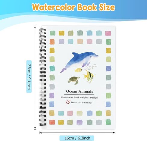 كتاب تلوين مصنفات الألوان المائية من SLWBZ، مجموعة طلاء صديقة للمبتدئين، سهلة رائعة مع خطوات، كتاب ألوان مائية للاستكشاف الإبداعي مع مجموعة طلاء للمراهقين البالغين (أرنب لطيف، مع طلاء) in Kuwait