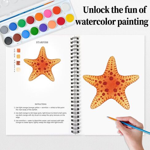 كتاب تلوين مصنفات الألوان المائية من SLWBZ، مجموعة طلاء صديقة للمبتدئين، سهلة رائعة مع خطوات، كتاب ألوان مائية للاستكشاف الإبداعي مع مجموعة طلاء للمراهقين البالغين (أرنب لطيف، مع طلاء) in Kuwait