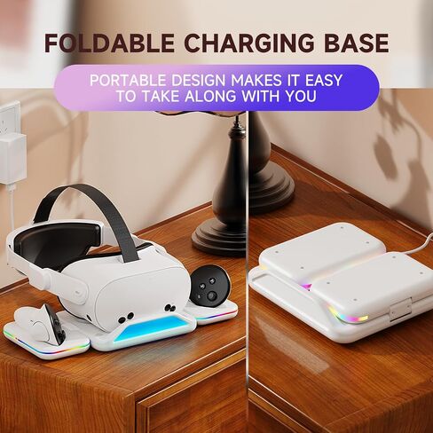 Bioherm Charging Dock for Oculus Quest 3, Magnetic Charging Station for Meta Quest 3 VR Headset & Controllers, with 2 Rechargeable 2100mAh Batteries, USB-C Charger and Cable, Supports LED Indicator in Saudi Arabia