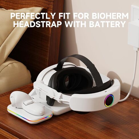 Bioherm Charging Dock for Oculus Quest 3, Magnetic Charging Station for Meta Quest 3 VR Headset & Controllers, with 2 Rechargeable 2100mAh Batteries, USB-C Charger and Cable, Supports LED Indicator in Saudi Arabia