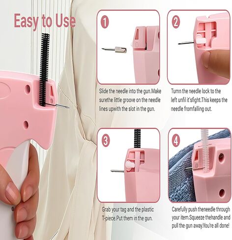 Stitch Gun for Clothes, Handheld Quick Clothing Fixer Tagging Gun with 6 Needles, 1000Black 1000 White Fasteners, Ideal for Sewing, Quilting, Clothing Labels in Saudi Arabia