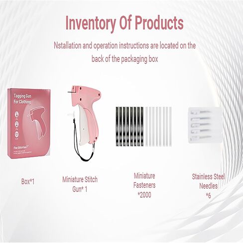 Stitch Gun for Clothes, Handheld Quick Clothing Fixer Tagging Gun with 6 Needles, 1000Black 1000 White Fasteners, Ideal for Sewing, Quilting, Clothing Labels in Saudi Arabia