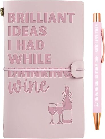 InnoBeta Wine Gifts دفتر ملاحظات جلدي مع قلم، لمحبي النبيذ، الرجال، النساء في عيد الميلاد، دفتر رسم قابل لإعادة الملء، مذكرات سفر، مخطط مبطن، 7 × 5 بوصات، بني in Saudi Arabia