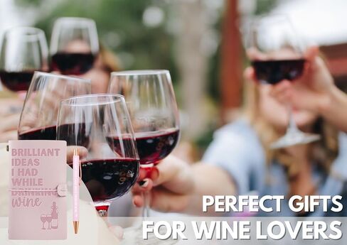 InnoBeta Wine Gifts دفتر ملاحظات جلدي مع قلم، لمحبي النبيذ، الرجال، النساء في عيد الميلاد، دفتر رسم قابل لإعادة الملء، مذكرات سفر، مخطط مبطن، 7 × 5 بوصات، بني in Saudi Arabia