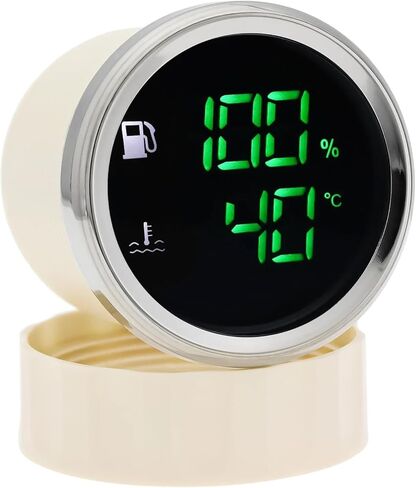 CustomWaterproof 52MM مقياس مزدوج لمستوى الوقود + مقياس درجة حرارة الماء مع إنذار 0-190ohm وحدة إرسال مستوى الوقود مستشعر درجة الحرارة (125mm SensorXGauge) in Kuwait