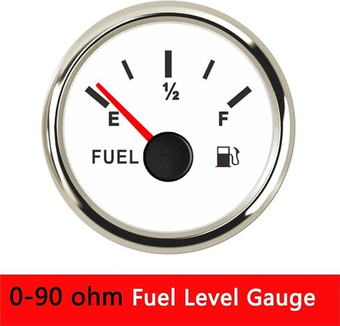 مقياس مستوى الوقود مخصص عالي الدقة 0-90ohm 2 بوصة 52 مم مؤشر قياس الوقود مع مؤشر مستوى خزان الوقود باللون الأحمر لقارب شاحنة السيارة (أخضر) in Kuwait