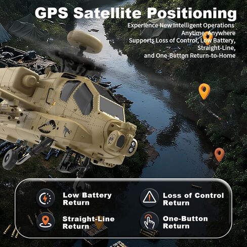 RC Apache Helicopters Flight Controller 2.4G 4CH Single Rotor Heli Military Aircraft with One-Key Start Altitude Hold Remote Model Birthday Gift for Adults & Beginners(Without Camera) in Saudi Arabia