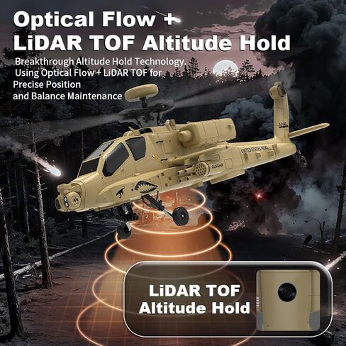 RC Apache Helicopters Flight Controller 2.4G 4CH Single Rotor Heli Military Aircraft with One-Key Start Altitude Hold Remote Model Birthday Gift for Adults & Beginners(Without Camera) in Saudi Arabia
