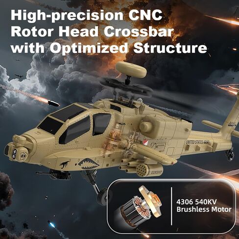 RC Apache Helicopters Flight Controller 2.4G 4CH Single Rotor Heli Military Aircraft with One-Key Start Altitude Hold Remote Model Birthday Gift for Adults & Beginners(Without Camera) in Saudi Arabia